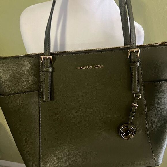 Michael Kors Dark Green Tote Bag - Picture 1 of 7